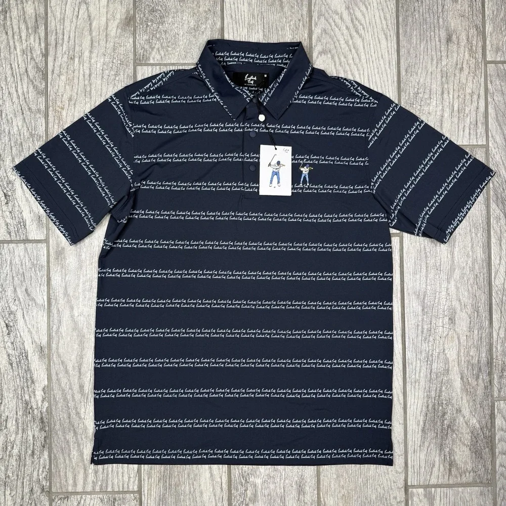 Eastside Golf Snap‎ Placket Polo Mens M Blue Logo AOP Short Sleeve Nylon Stretch